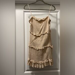 Le Lis Tan Babydoll Mini Dress Spaghetti Strap Cocktail